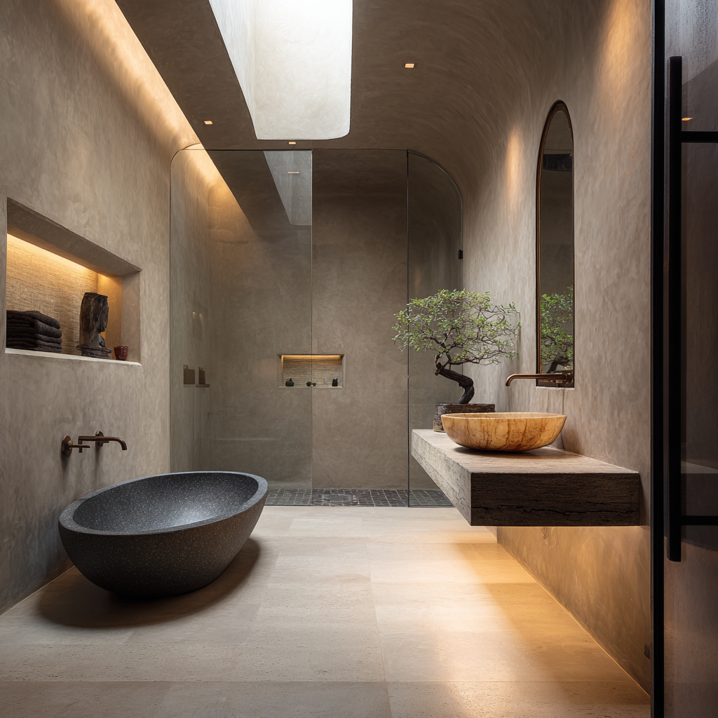 Spa-style bathroom at Hope Serenity in Stockton, California